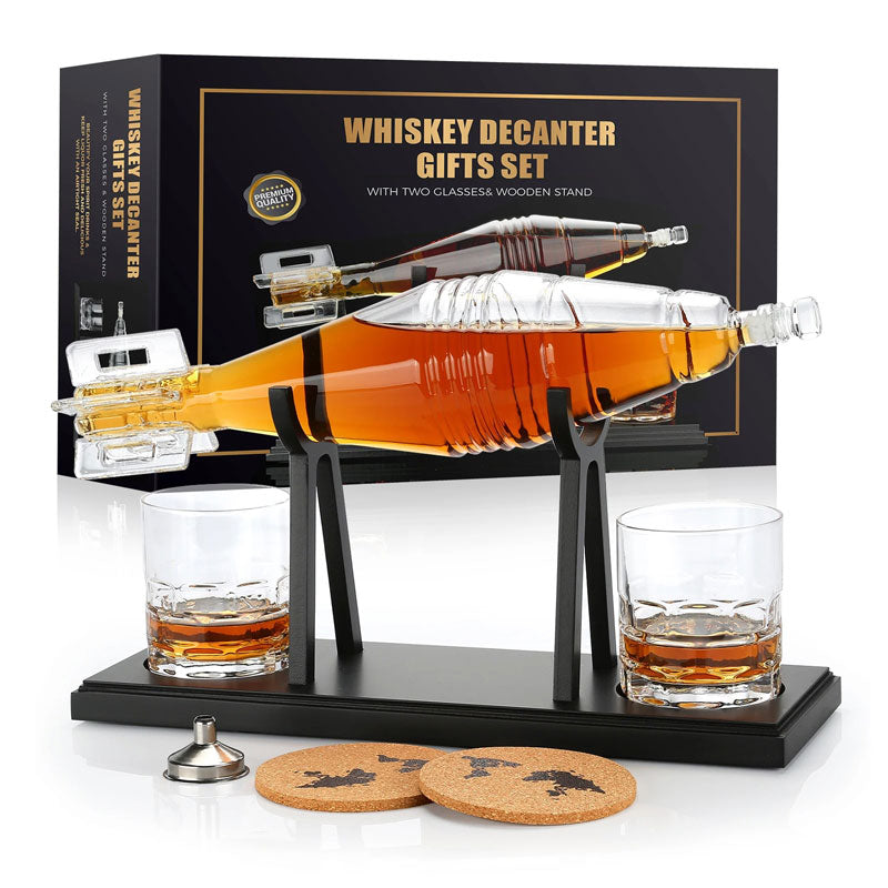 Coffret carafe à whisky torpille + 2 verres