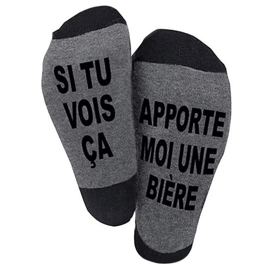 Idée cadeau original homme chaussettes apporte bière