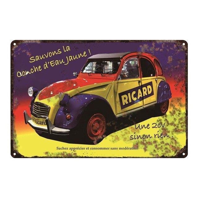 Plaque métal vintage Ricard 2 cv