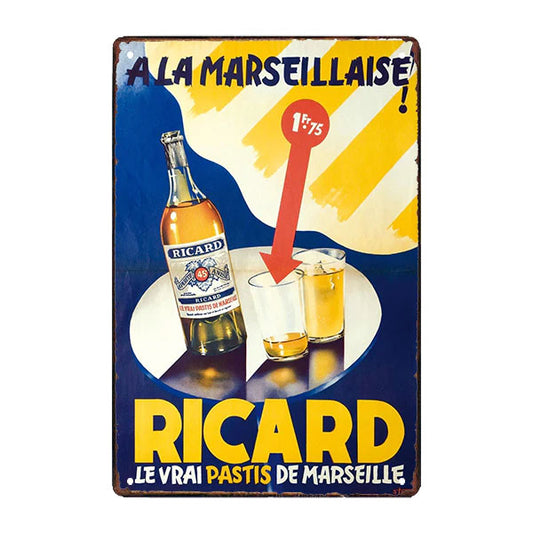 Plaque metal vintage Ricard à la Marseillaise